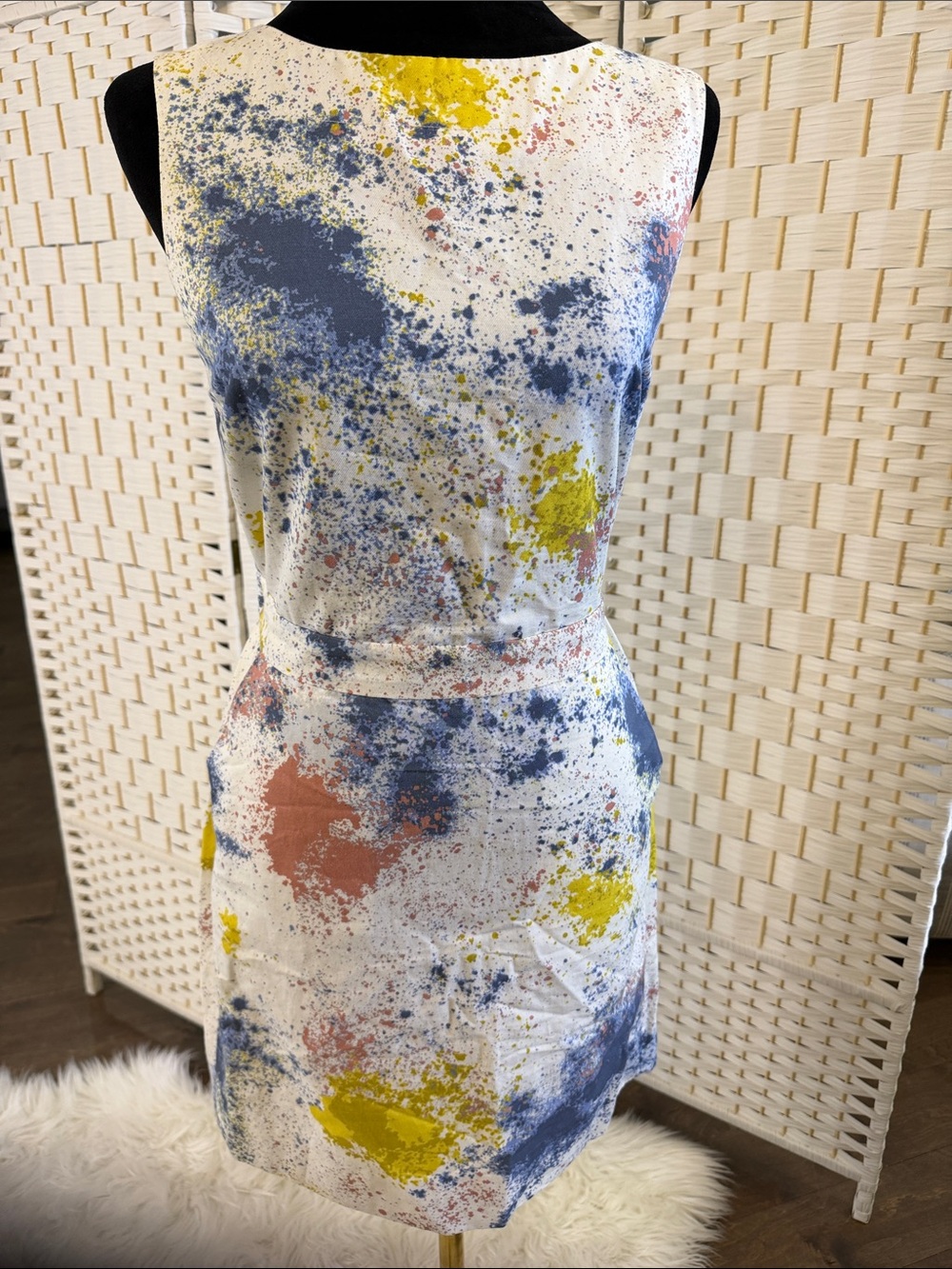 kate spade White Mini Dress with Blue, Yellow & Pink Splash Print